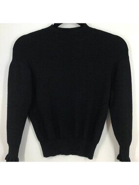 Madewell Black Merino Wool Blend Mock Neck Rib Knit Sweater XS Minimalist
